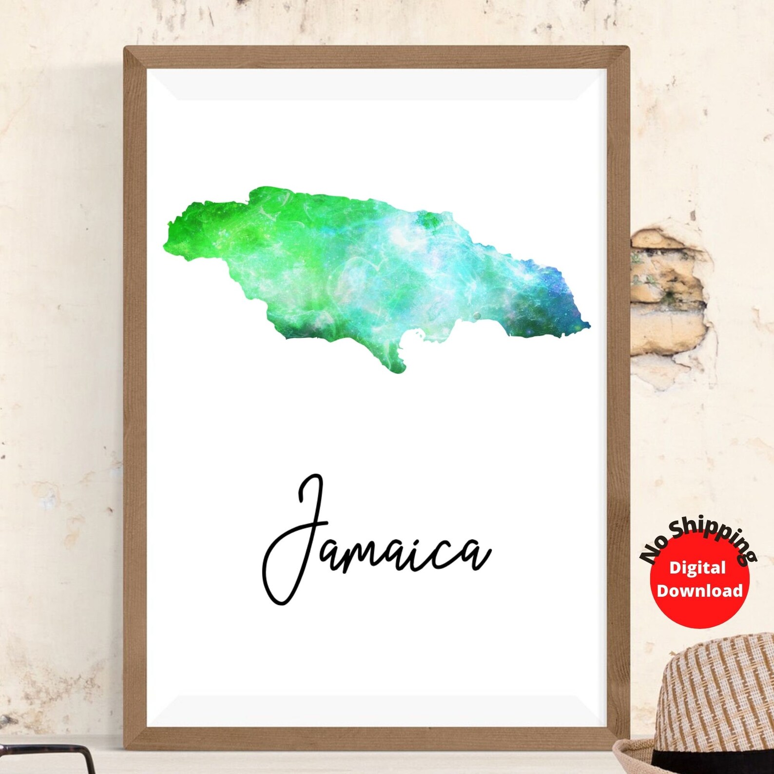 Printable Map of Jamaica/jamaica Printable Wall Art/jamaica Map Poster