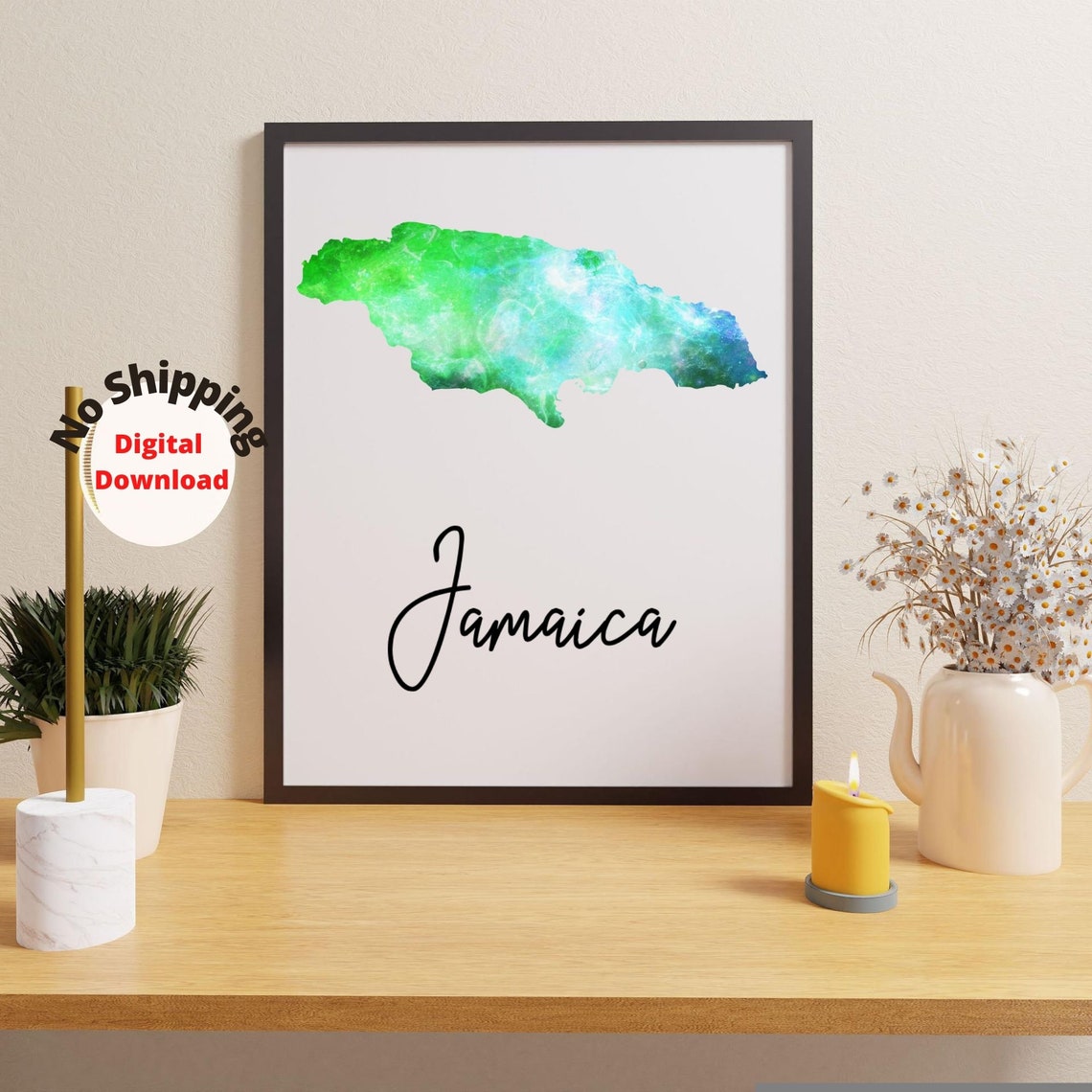 Printable Map of Jamaica/jamaica Printable Wall Art/jamaica Map Poster