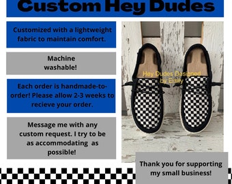 Custom Checkered Print Hey Dude Shoe - Women display picture 1