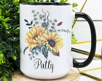 PERSONALIZED Sunflower Mug, Sunflowers, Sunflower Lover Gift, Flor Del Sol, Gifts for Her, Fall, Sunflower Cup, Sunflower Mugs, Sun Flower