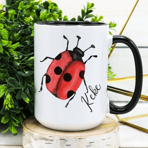 PERSONALIZED Ladybug Mug, Ladybug Lover, Ladybug Gifts for Her, Ladybug Coffee Mug, Lady Bug Mug, LadyBug Christmas Gift, Ladybug Gift