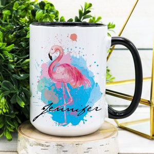 PERSONALIZED Flamingo Mug, Pink Flamingo Gift for Her, Flamingo Lover Gift, Flamingo Gifts, Flamingo Birthday Gift, Flamingo Coffee Mug