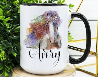 PERSONALIZED Name Horse Coffee Mug, Gift for Girlfriend, Cute Mugs, Animal Gifts, Horse Lover Gift, Horse gift, Horse Christmas Gift