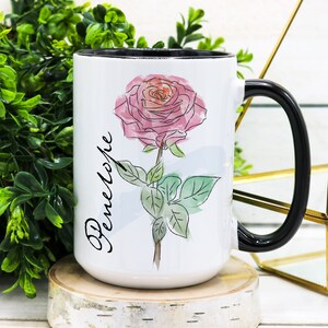 PERSONALIZED Rose Mug, Gardener Gift, Gardening Mug, Rose Lover Gift, Pink Rose Mug, Mom Gift, Gifts for Her, Gardening Gift, Gift for Her