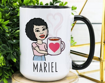 Personalized Bitmoji Coffee Mug: Custom Ceramic Mug, Coworker Gift