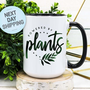 Powered by Plants Vegan Mug, Vegetarian Coffee Mug Gift, Vegetarian Gift, Gift for Vegetarian Mug, Vegan Gift, Gift for Her, Gift for Him