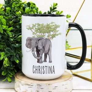 PERSONALIZED Elephant Mug, Elephant Lover Gift, Elephant Gift, Elephant Gifts, Gift for Her, Gift for Him Elephant Coffee Mug, Elephant Mugs