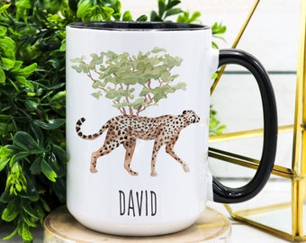 PERSONALIZED Cheetah Mug, Cheetah Lover Gift, Gift for Her, Gift for Him, Name Coffee Mug, Cheetah Gift, Cheetah Gifts, Cheeta, Safari Gift