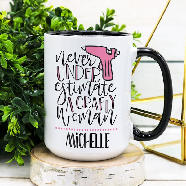 PERSONALIZED Name Craft Coffee Mug, Crafter Gift, Gift for Her, Crafter Coffee Mug, Crafter Cup, Hot Glue Gun, Gift for Crafter