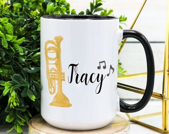 Trumpet Mug Gift for Trumpet Player Personalized Mug for Trumpet Player Custom Mug for Musician Name Mug for Musician Trumpet Mug