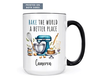 “Bake The World A Better Place” Ceramic Mug – 11 Oz Funny Baker Gift For Dessert Lovers, Pastry Chefs, Bakery Owners - View #8