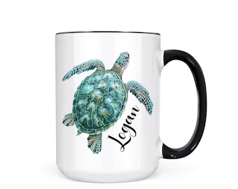 Personalized Turtle Coffee Mug: Sublimated Nautical Gift
