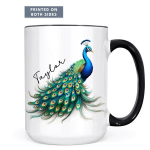 Personalized Exotic Peacock Bird Coffee Mug, Peacock Bird Gift, Peacock Bird Mug, Bird Cup, Peacock Bird Lover Gift Peacock Mug Peacock Gift