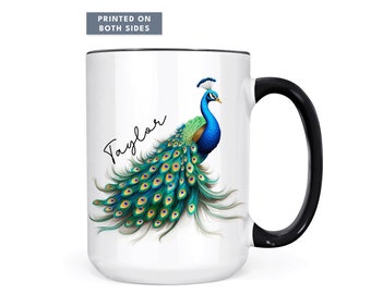 Personalized Exotic Peacock Bird Coffee Mug, Peacock Bird Gift, Peacock Bird Mug, Bird Cup, Peacock Bird Lover Gift Peacock Mug Peacock Gift