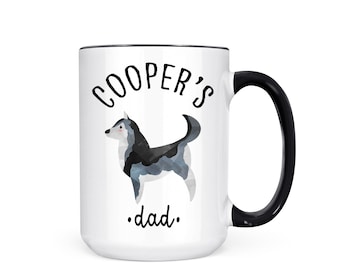 Personalized Siberian Husky Dog Dad Mug, Custom Photo Coffee Cup