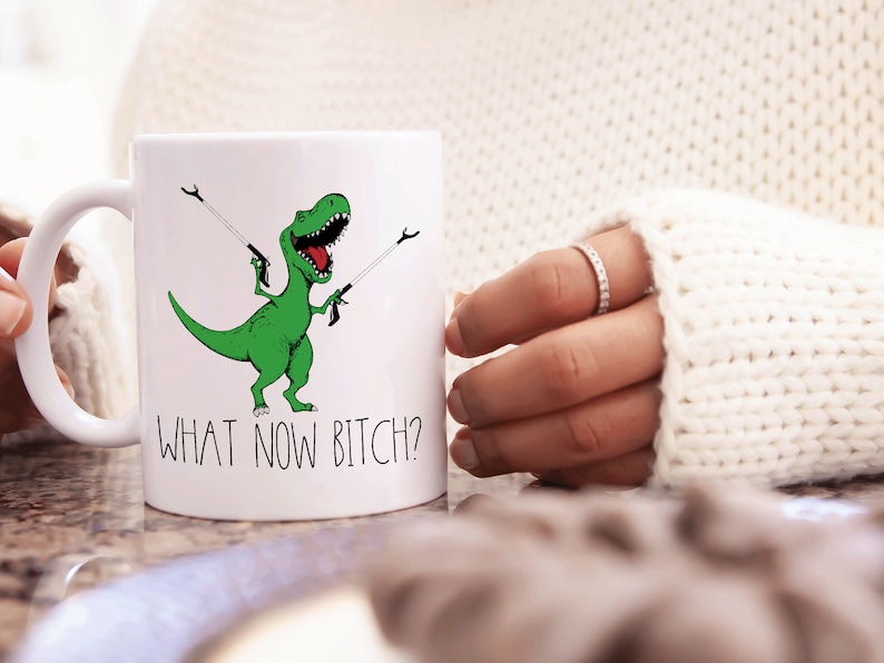 What Now Bitch Coffee Mug, T-rex Mug, Funny Coffee Mug, Trex Dinosaur Mug, Funny Mug, Funny Gifts for Her, Gifts for Him Dinosaur Lover Gift Bild 9