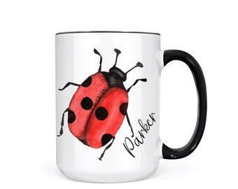Personalized Ladybug Coffee Mug: Ladybug Lover Gift