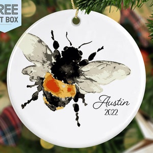Personalized Name Bee Christmas Ornament, Housewarming Gift, Christmas Gift, Bee Gift, BeeKeeper, Let It Be, Bee Gift
