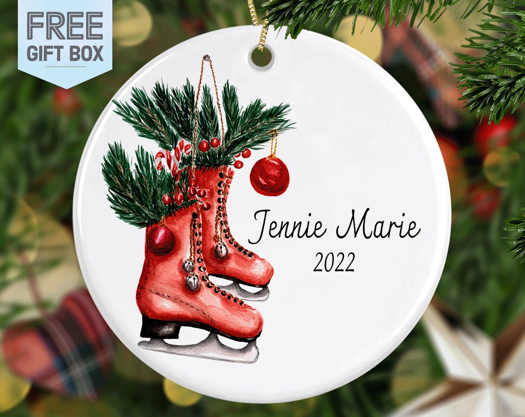 Personalized Ice Skating Christmas Ornament, Ice Skate Ornament, Figure