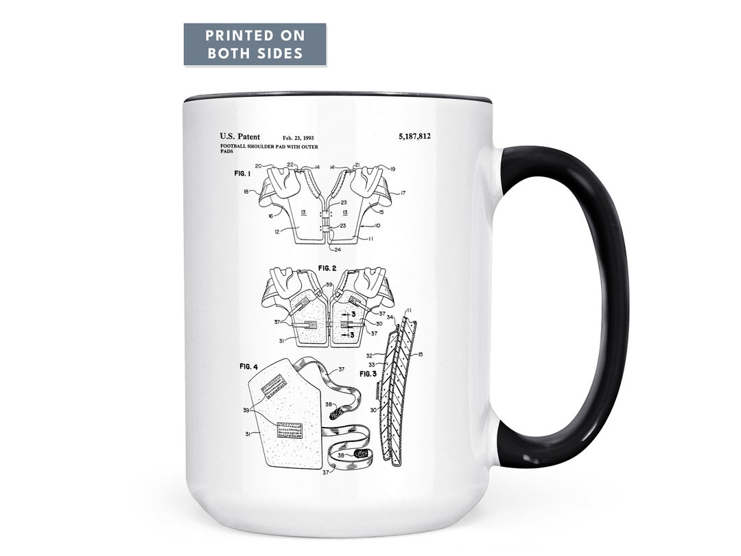 Vintage Football Shoulder Pad Blueprint Mug, Football Coach Appreciation Gift, Football Coach