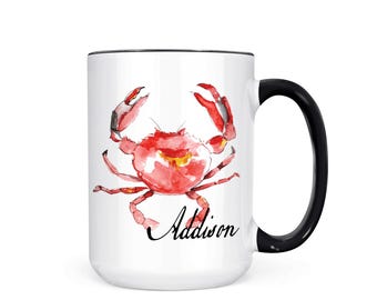 Personalized Crab Coffee Mug: Nautical Gift