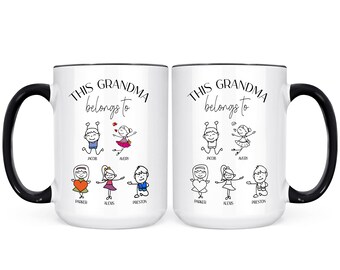 Personalized Grandma Mug: Grandkids Names Coffee Cup