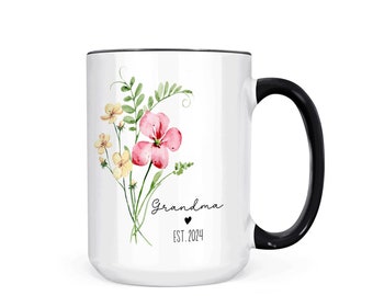 Personalized Grandma Pregnancy Announcement Mug, Promoted to Grandma Mug, Baby Reveal, Grandparent Pregnancy Announcement