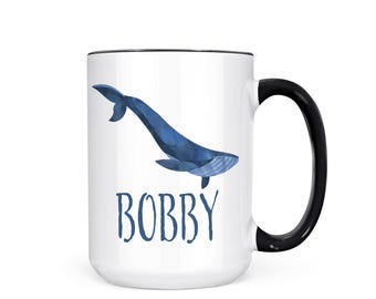 Taza de café personalizada con diseño de ballena azul: Regalo para amantes de las ballenas