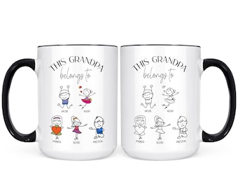 Personalized Grandpa Mug: Grandkids Names Coffee Cup