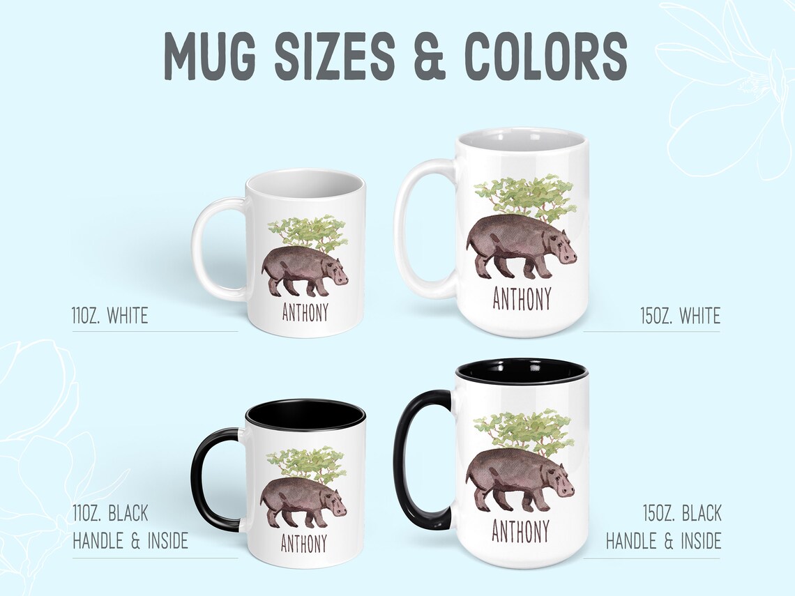 PERSONALIZED Hippo Mug Hippo Mugs Hippo Gifts Hippopotamus Etsy