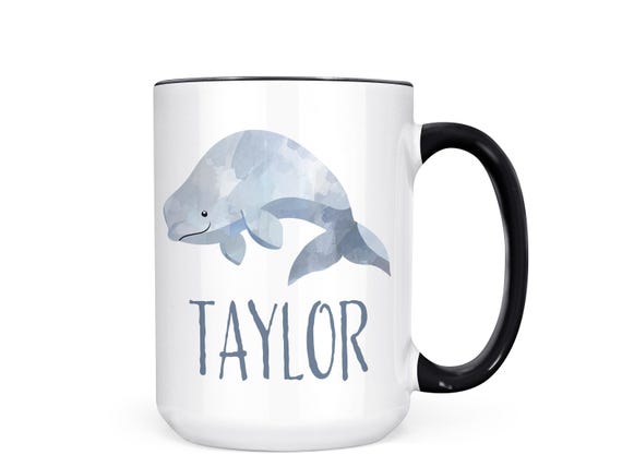 Personalized Beluga Whale Mug: Custom Name Coffee Mug