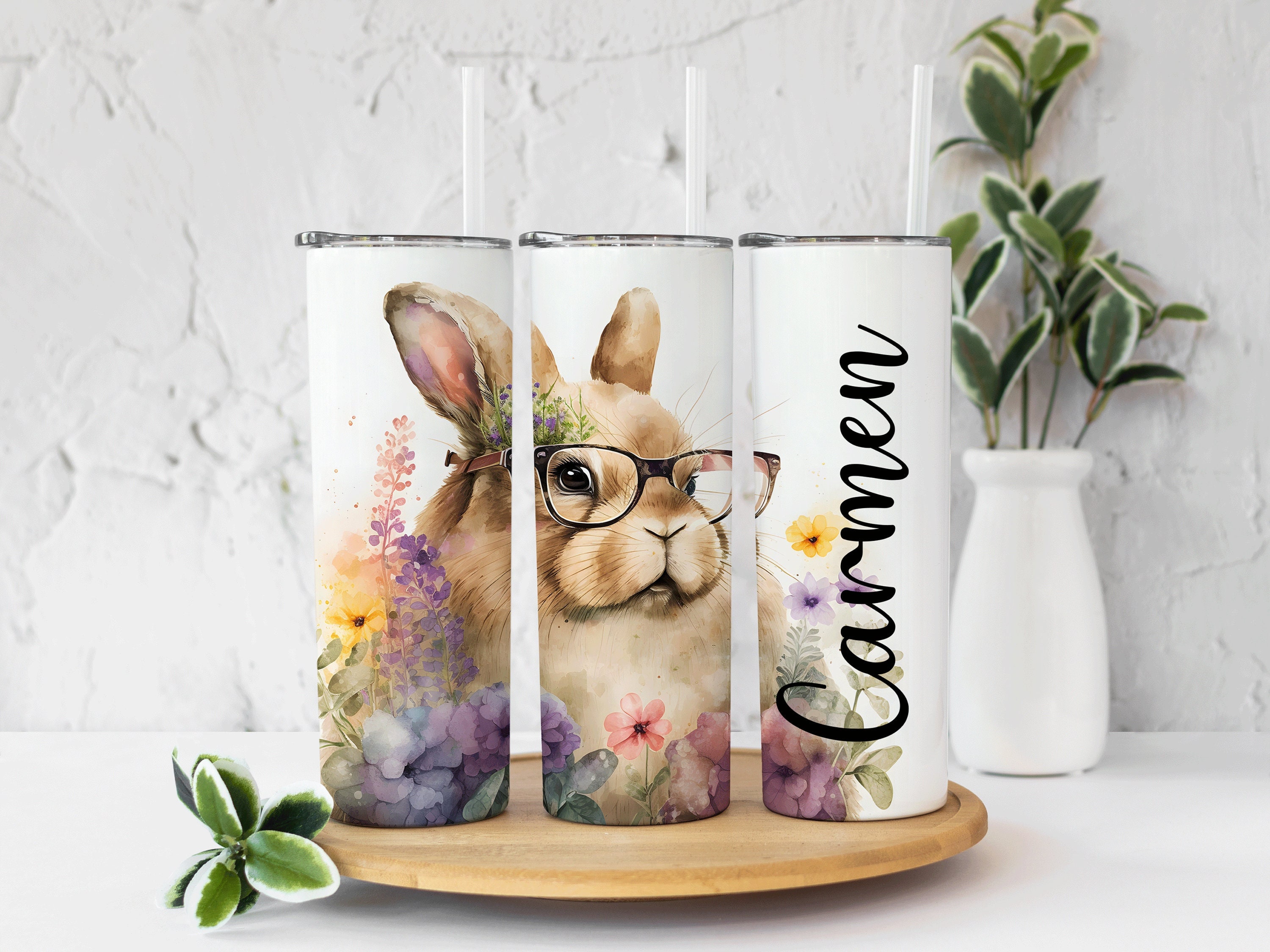Festive Voice Easter Tumbler with Straw Bunny 1 ct
