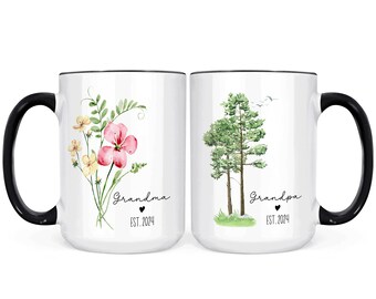Personalized New Grandpa & Grandpa MUG SET, Pregnancy Announcement Mug, Baby Reveal, Grandparent Pregnancy Announcement