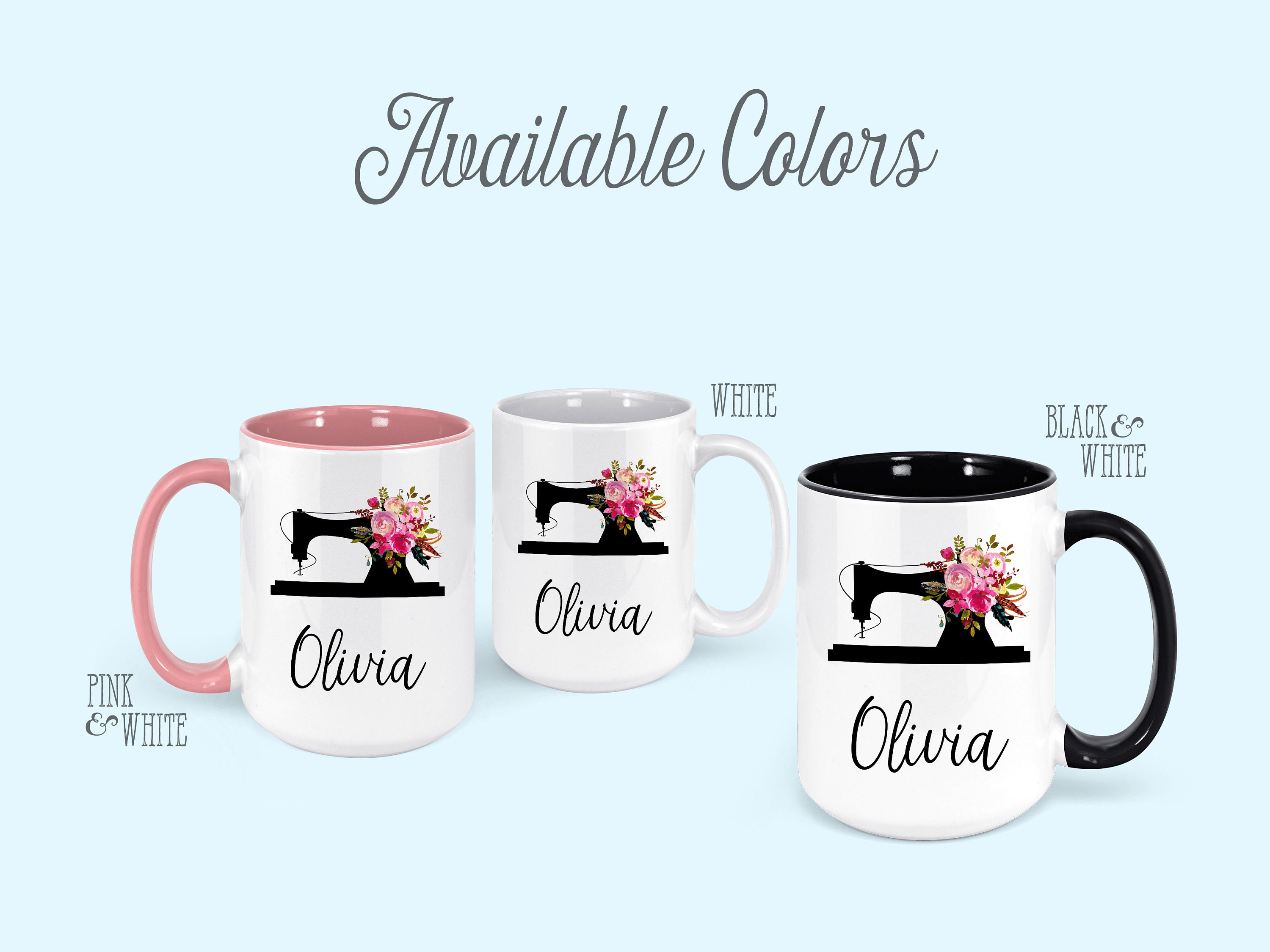 Personalized Seamstress Name Floral Sewing Machine Mug Given Etsy