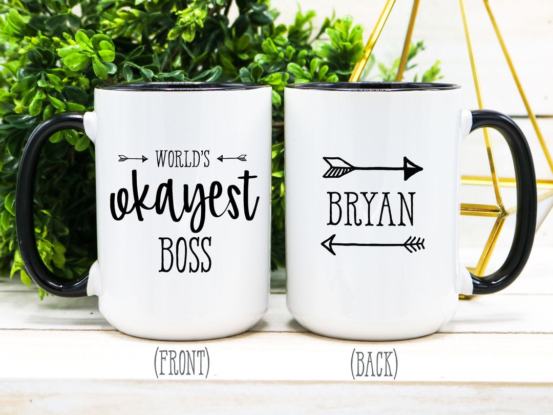 Worlds Okayest Boss Mug Funny Mug for Boss Gift for Boss Etsy