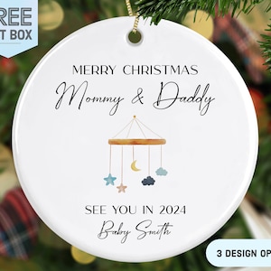 Personalized Pregnancy Announcement Ornament, See You in 2024 Christmas Ornament,  Mommy and Daddy to Be Gift, Gender Neutral Pregnancy