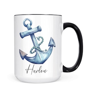 Personalized Anchor Mug, Gift for Him, Gifts for Him, Fisherman, Nautical Gifts, Sailor Gift, Anchor Gift for Her, Nautical Mug, Marine