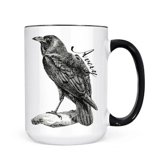 Personalized Raven Mug: Gothic Black Bird Coffee Cup