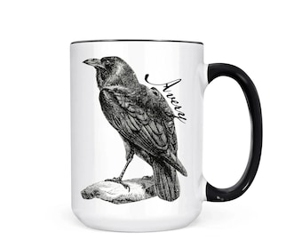 Personalized Raven Mug: Gothic Black Bird Coffee Cup