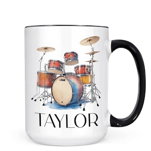 Personalized Drum Set Coffee Mug: Drummer Gift