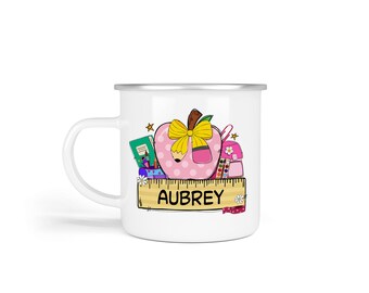 Personalized Pink Apple Camp Mug: Back to School Gift for Girls