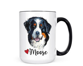 Personalized Bernese Mountain Dog Mug, Custom Pet Portrait Coffee Cup, Berner Mom Dad Gift