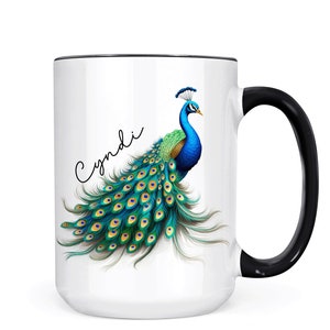 Personalized Exotic Peacock Bird Coffee Mug, Peacock Bird Gift, Peacock Bird Mug, Bird Cup, Peacock Bird Lover Gift Peacock Mug Peacock Gift