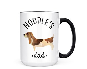 Personalized Basset Hound Dog Dad Mug, Custom Photo Option, Dog Lover Gift