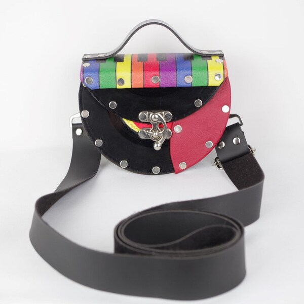 LP- Tasche 45 er mit Klappe Regenbogen