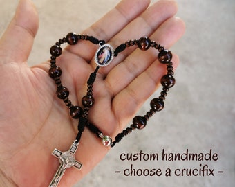 Catholic wooden car mirror rosary, pastor travel gifts one decade auto rosary, car accessories, custom crucifix | AndavyGifts Catholic gifts
