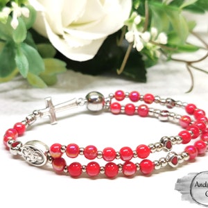 Sacred heart of Jesus chaplet rosary bracelet gift for Catholic woman & girls | dainty devotional stretch rosary 33+6 beads | AndavyGifts