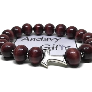 Franciscan Tau cross wooden rosary bracelet mens women kids, St Francis of Assisi, Devotional jewelry | AndavyGifts Catholic store