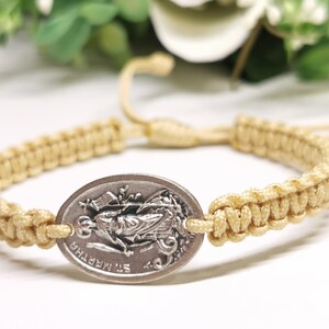 St Martha of Bethany Catholic macrame bracelet | religious Christian unisex gift / adults | custom Saint medal, cord & size | AndavyGifts