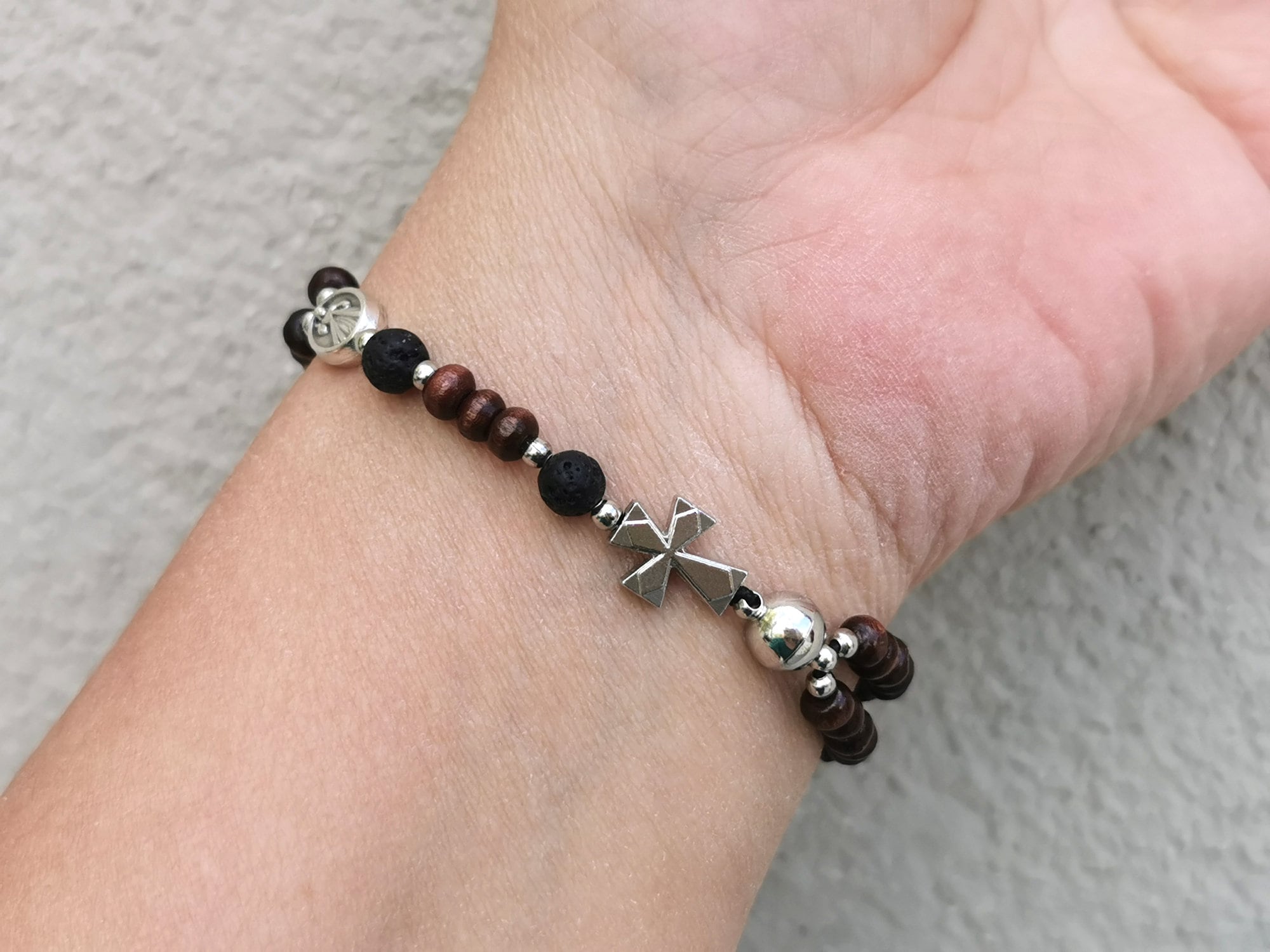 Men's or boy Catholic rosary bracelet gift for him lava Etsy